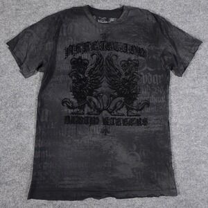 Affliction Shirt Adult XXL 2XL Black Short Sleeve Denim Killers Felt AOP Men